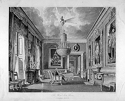内景,西部,房子,威斯敏斯特,伦敦,1818年