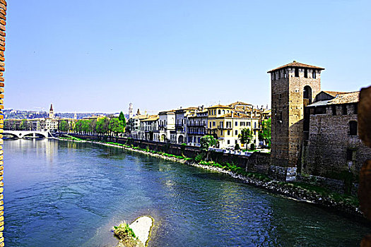维罗纳,古老,城堡,河,意大利