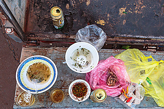 市场,早餐,万象,老挝