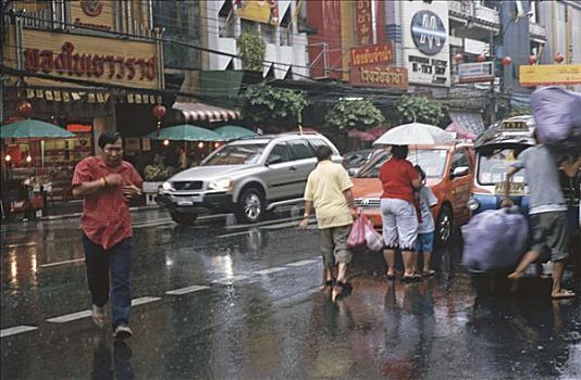 季风,雨,唐人街,曼谷,泰国