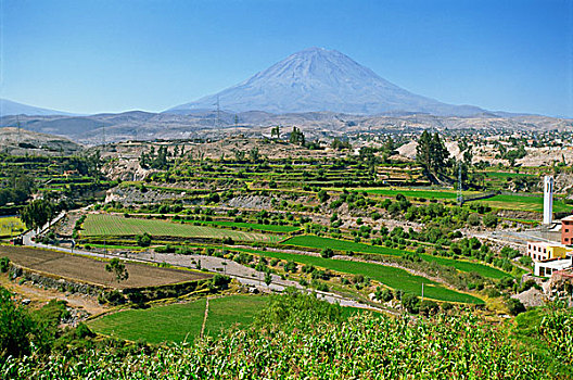 郊区,阿雷基帕,火山,背景,秘鲁