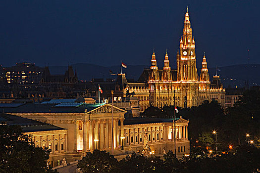 议会,市政厅,自然历史博物馆,维也纳,奥地利,欧洲