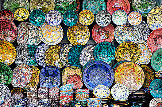 陶瓷,露天市场,麦地那,历史,城镇中心,舍夫沙万,北方,摩洛哥,非洲