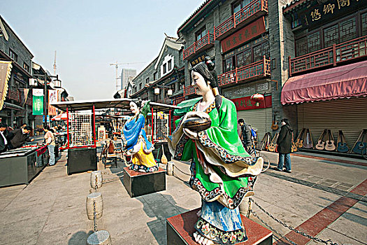 雕塑,女神,鼓,塔,购物中心,老城,天津,中国