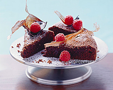 巧克力蛋糕,树莓,意大利
