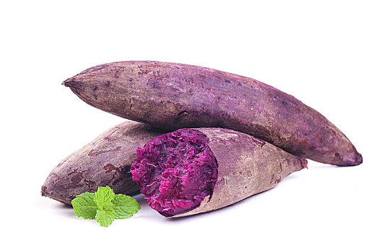 白底上熟的板栗紫薯