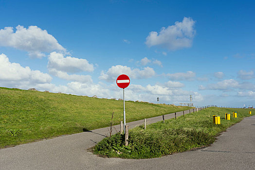 禁止进入,标识,自行车道,荷兰