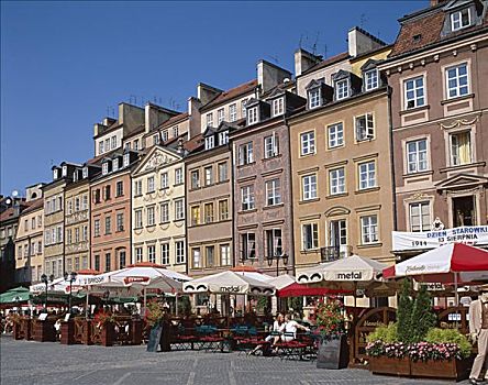 露天咖啡,老城广场,华沙,波兰
