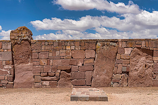 墙壁,庙宇,站立,独块巨石,时期,帝华纳科,玻利维亚,南美