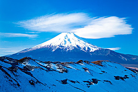 山,富士山,雪