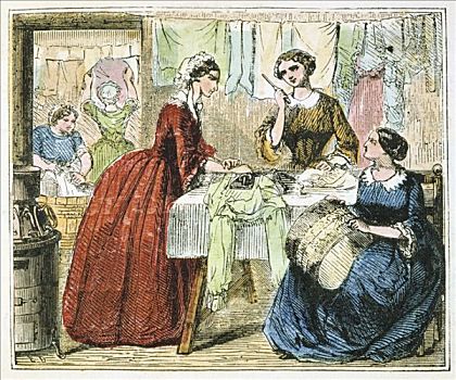 熨烫,房间,洗衣服,1867年,艺术家,未知