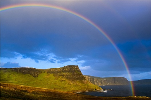 彩虹,上方,生动,海岸,苏格兰高地,斯凯岛