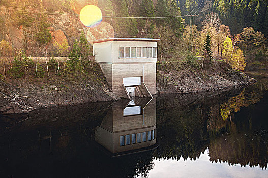 坝,建筑,高山湖,国家公园,哈尔茨山,德国