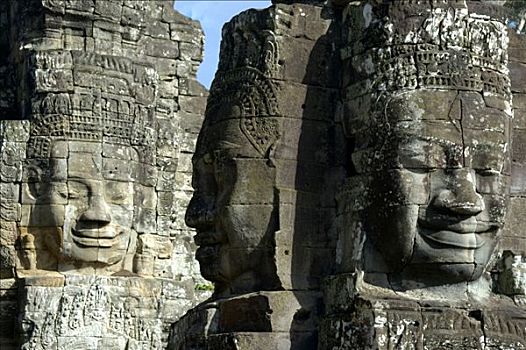 脸,石头,巴雍寺,吴哥窟,收获,柬埔寨