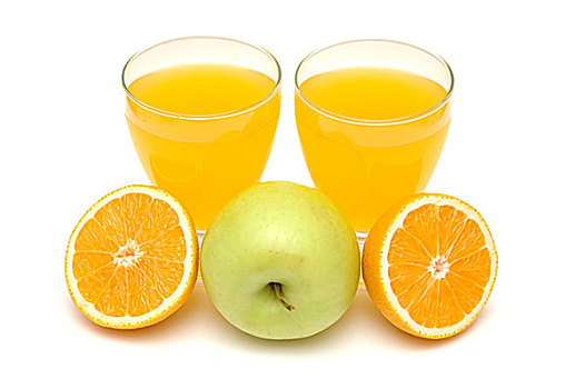 橘子,果汁,苹果,隔绝,白色背景