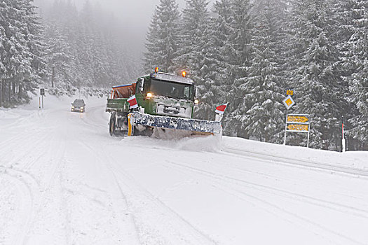 扫雪机,黑森林,高,道路,靠近,巴登符腾堡,德国,欧洲