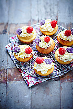 树莓,杯形蛋糕,紫色,糖果