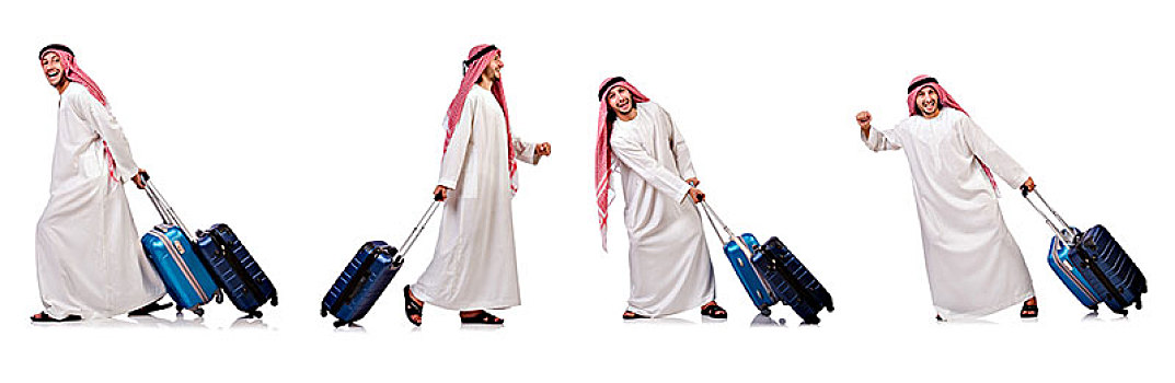 阿拉伯人,行李,白色背景