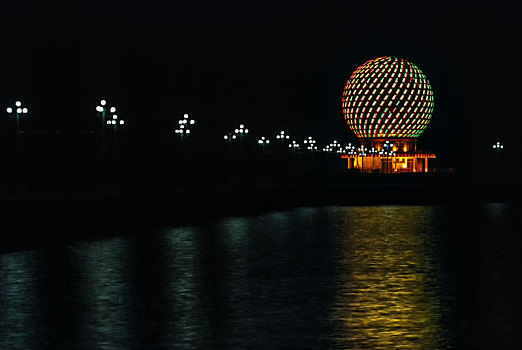 山东烟台,莱山区,海滨,城市夜景