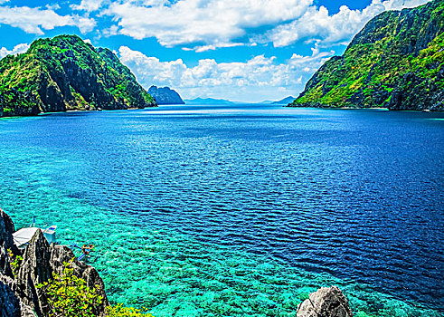 风景,海洋,湾,山,岛屿