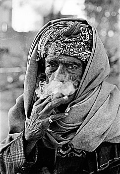 男人,烟,香烟,乡村,区域,边界,巴基斯坦