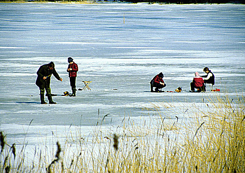 瑞典,人,钓鱼,结冰