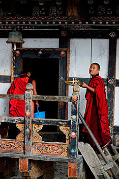 僧侣,场所,寺院,城堡,要塞,宗派寺院,地区,不丹,亚洲