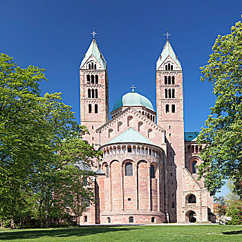 大教堂,罗马式,世界遗产,施佩耶尔,莱茵兰普法尔茨州,德国,欧洲
