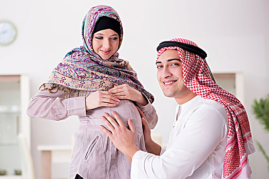 孩子,阿拉伯,穆斯林,家庭,怀孕,妻子,期待,婴儿