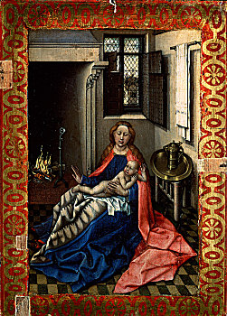 圣母玛利亚,孩子,壁炉,艺术家