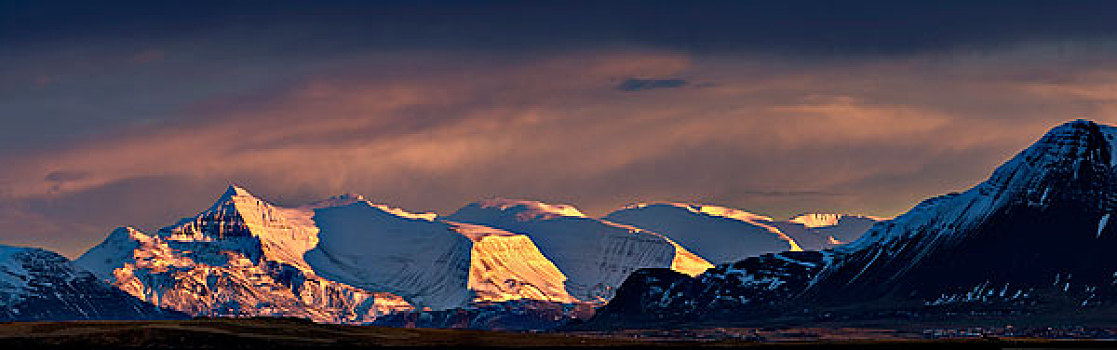 山脉,早晨,亮光,雷克雅未克,区域,冰岛,欧洲