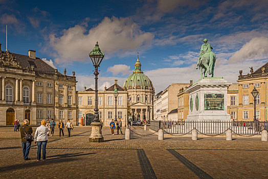 欧洲,丹麦,哥本哈根,宫殿,城堡广场,骑马雕像