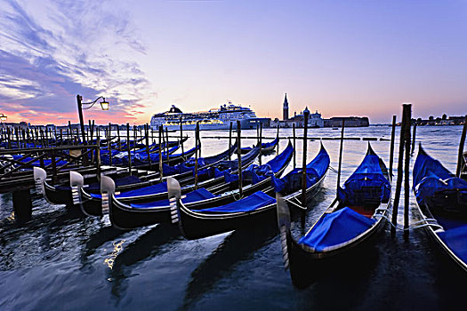 小船,游船,圣乔治奥,马焦雷湖,教堂,黎明,威尼斯,意大利