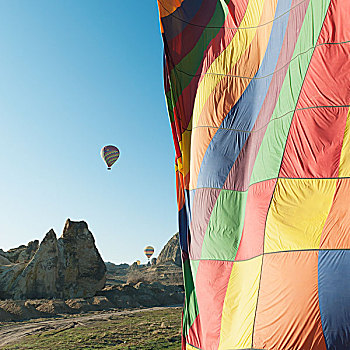 彩色,热气球,飞行,土耳其