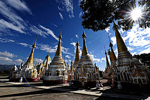 塔,寺院,复杂,茵莱湖,缅甸,东南亚,亚洲