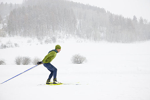男人,越野滑雪,科罗拉多,美国