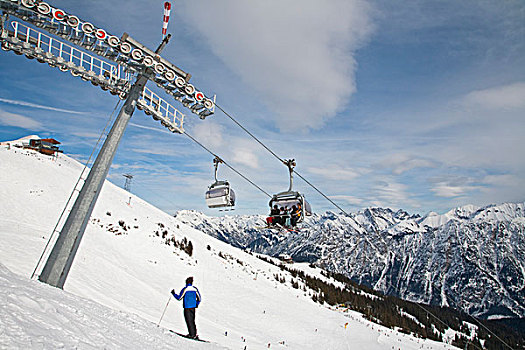 椅子,举起,山,滑雪区,冬天,雪,奥伯斯多夫,阿尔卑斯山,巴伐利亚,德国,欧洲