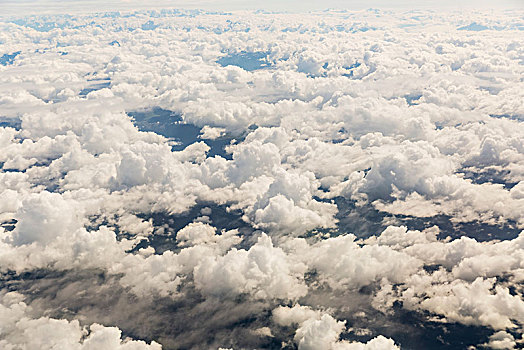 航拍,散开,云,积雪,顶峰,上升,高处,背景,阿拉斯加,美国