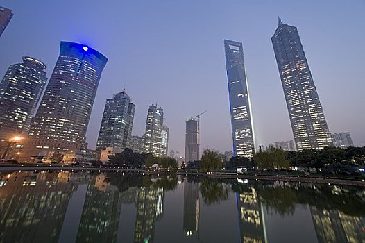 上海,天际线,黄昏,中国