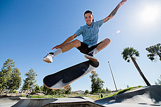 男青年,滑板,公园,加利福尼亚,美国
