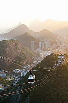 里约热内卢,有轨电车,风景,甜面包山,巴西
