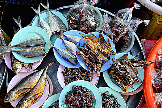 种类,鱼肉,泰国,市场