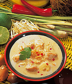 印度尼西亚,椰奶汤,异域风情,调味品,成分,柔弱,鸡胸,烹饪