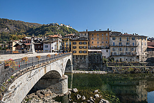 桥,上方,老城,后面,神圣,山,蒙特卡罗,世界遗产,2003年,省,韦尔切利,意大利