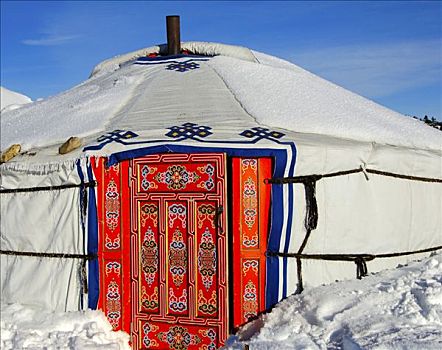 蒙古,蒙古包,冬天