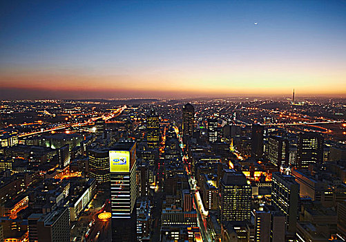 市区,约翰内斯堡,日落,南非