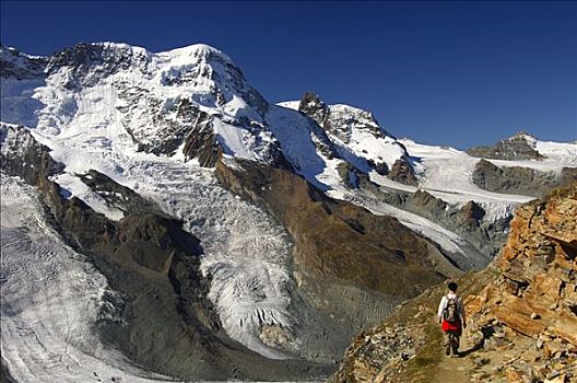 戈尔内格拉特,顶峰,布莱特峰,冰河,策马特峰,瓦莱,瑞士