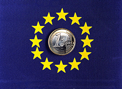 1欧元,欧洲货币,硬币,欧洲,星,标识
