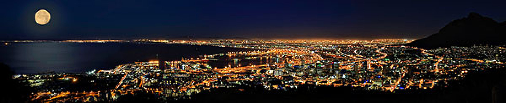 城镇,夜晚,满月,南非,非洲