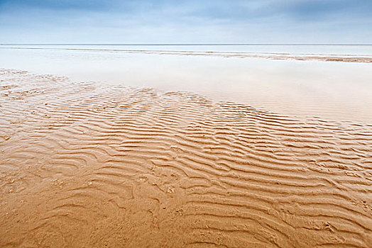 波浪,空,沙,海岸,波罗的海
